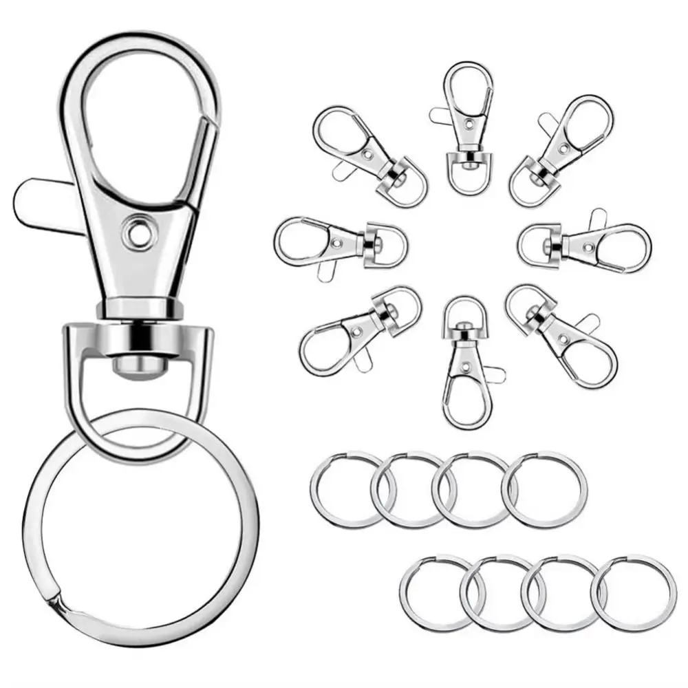 100Pcs 360 Degree Rotating Lobster Claw Clasp Rust-Resistant DIY Key Chain Clip Sturdy Flexible Key Holder Rings Buckle