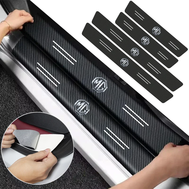 Car Door Sill Protector Stickers Carbon Threshold Strip Accessories For Morris Garages MG 6 3 5 7 TF ZR ZS HS GS GT Hector RX5 R