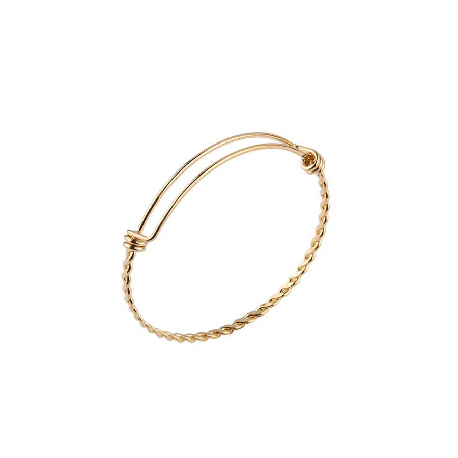 2Pcs/lot 55mm 60mm 65mm Stainless Steel Twist Wire Bangle Bracelet Adjustable Women Wire Bracelet