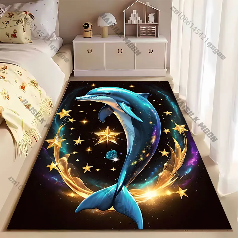 Magical dolphin celestial stars carpet Yoga living room room decor children's crawling mat doormat area rug games mat