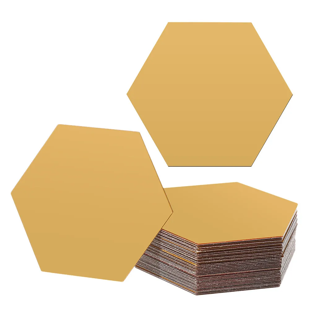 48Pcs Hexagonal Mirror Wall Stickers Acrylic Easy Install No Drill Self Adhesive Mirror Decals for Living Room Bedroom Home Wall