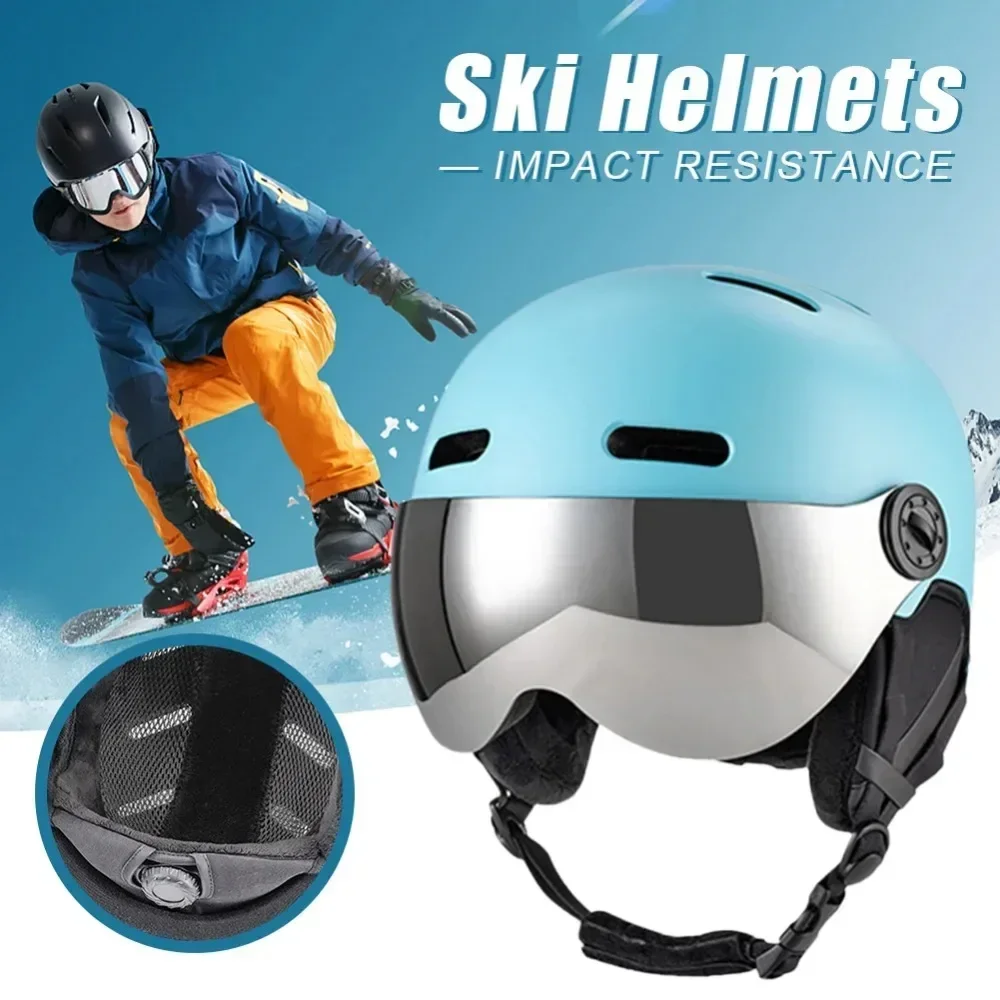 Ski Helmet Ski Protective Cap Windproof with Removable Glasses, ABS Shell and EPS Foam for Skiing, Snowboarding, Snowboarding