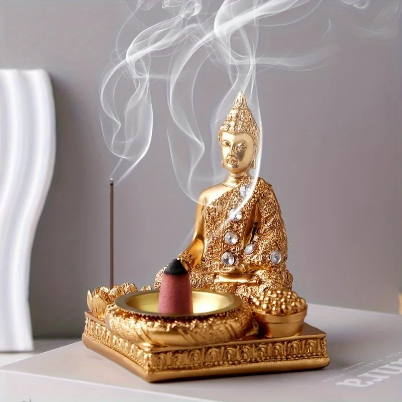 YFY Golden Buddha Candlestick Resin Ornament South East Asia Zen Crafts Home Buddha Hall Entrance Decoration