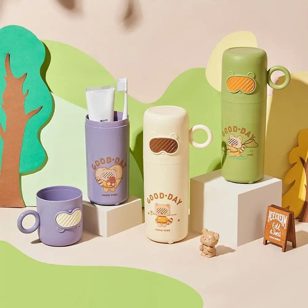 Creative Little Raccoon Washing Cup Cartoon Portable Toothbrush Box Large Capacity Toothbrush Cup Home Travel