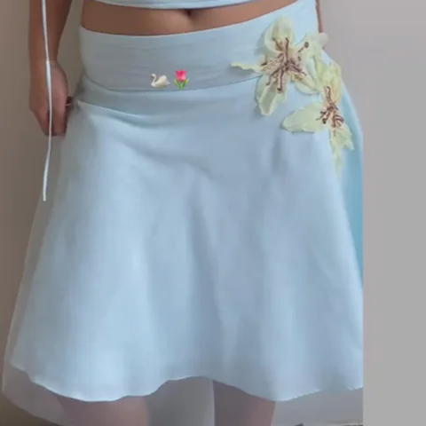Женский летний комплект топ и юбка  Floral Mesh