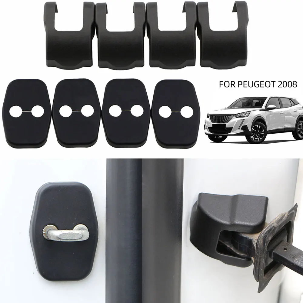 For Peugeot 2008 2019 - 2023 E2008 2020 - 2022 Door Lock Cover Door Limiting Stopper Cover 4Pcs ABS Protector Accessories