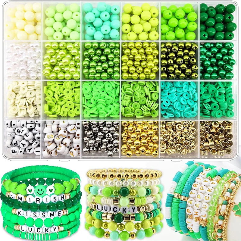 24 Colors 1680pcs Flat Polymer Clay Beads Kit | Preppy Clay Beads for Friendship Bracelets Making DIY Craft Jewelry Accessories