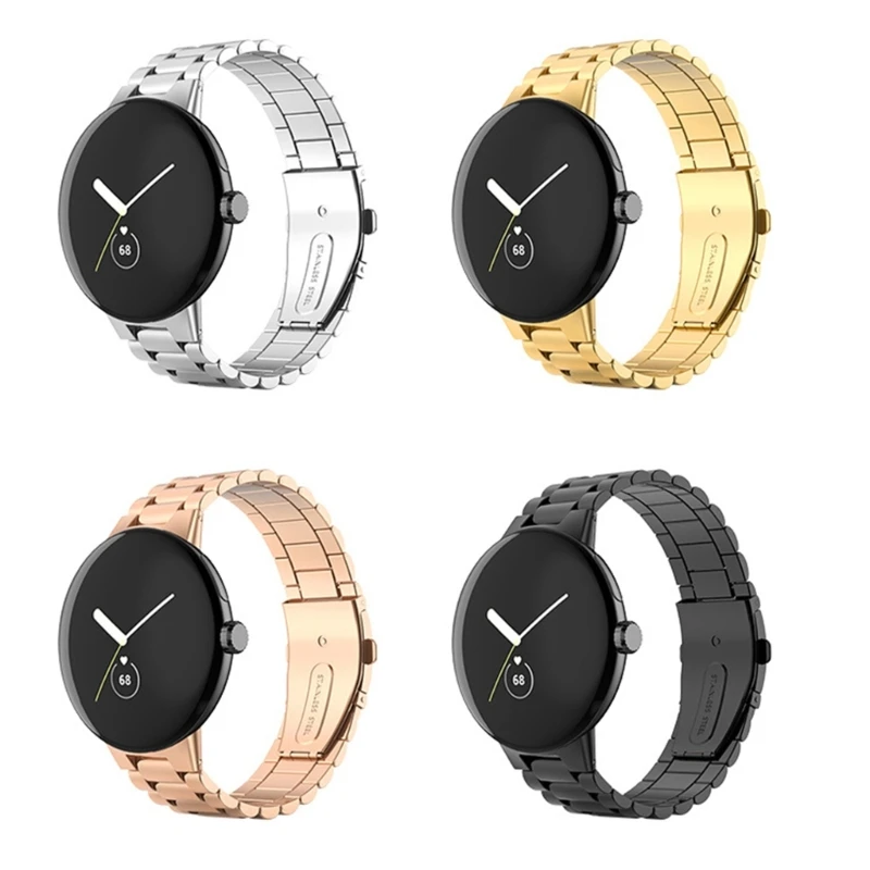 Correa de acero inoxidable de Metal con hebilla clásica, sin huecos, compatible con reloj inteligente Google Pixel, pulsera de repuesto