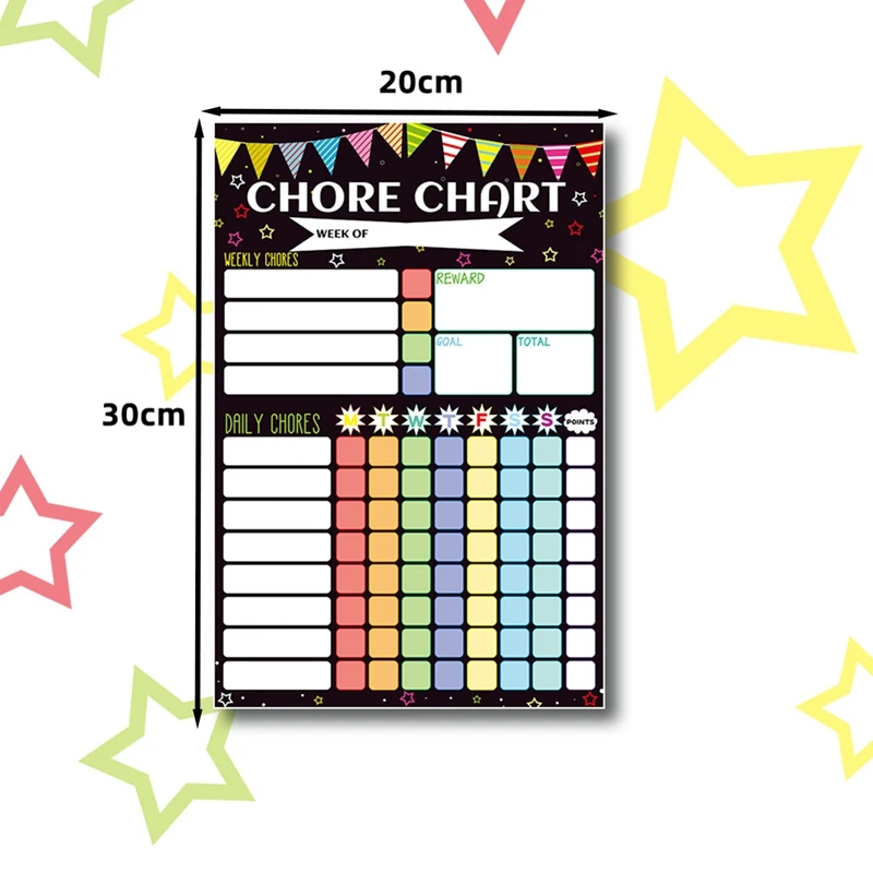 2PCS Magnetic Planning Reward Chart For Weekly Dry Erase Chores Chart For Refrigerator
