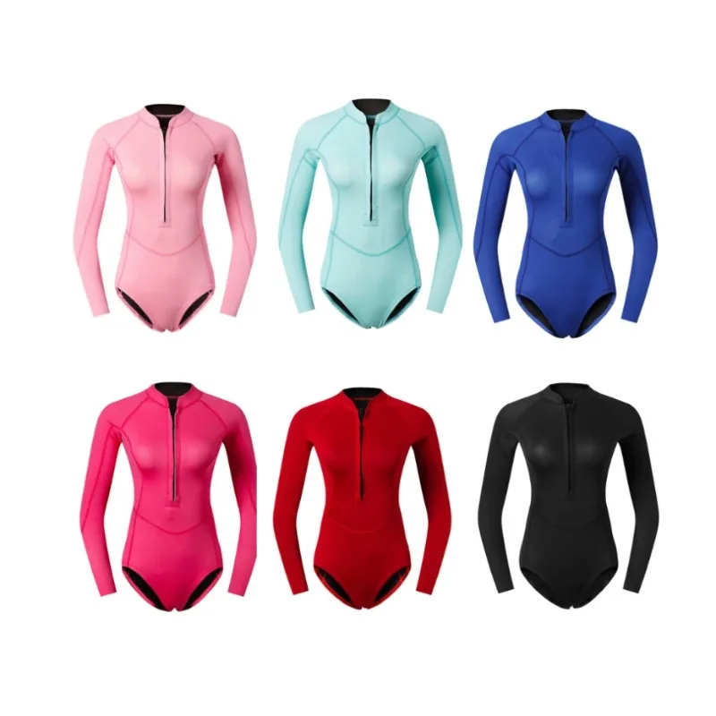امرأة غواص بدلة غطس 2 مللي متر النيوبرين معدات غطس الوردي كم طويل بيكيني ملابس السباحة تصفح ملابس السباحة بدلة الغوص
