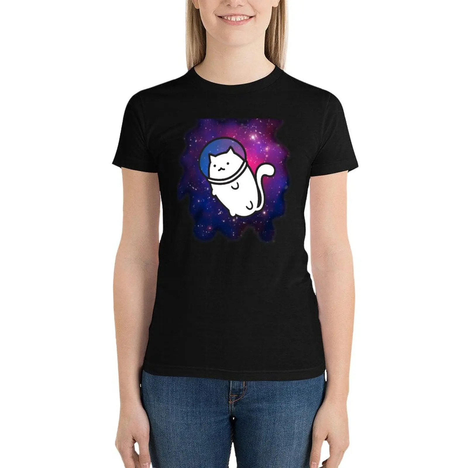 Fat Cat in Space 1 T-Shirt tees cute clothes tops summer top t-shirts for Women graphic tees funny