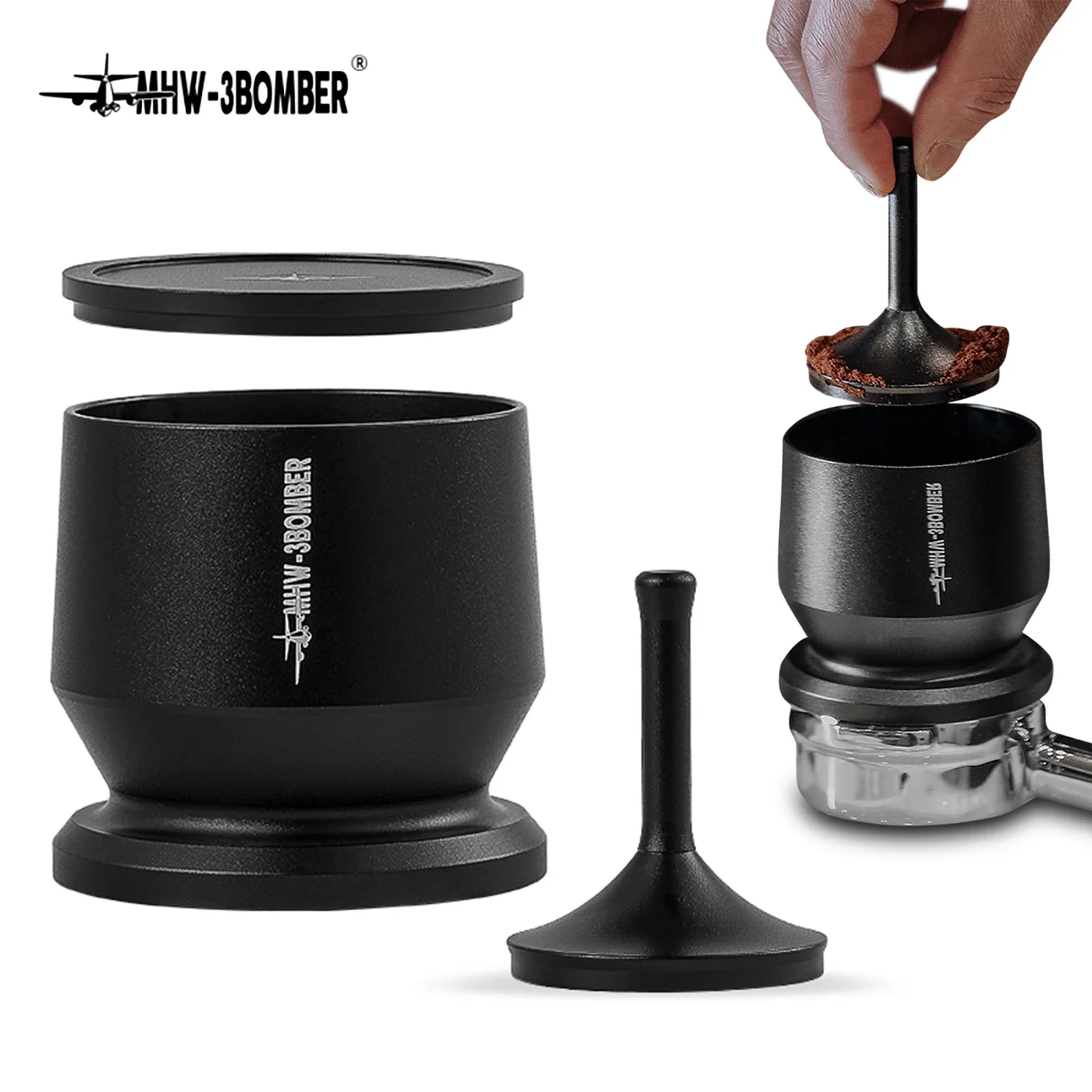 

MHW-3BOMBER Dosing Shaker Espresso Dosing Funnel with Stirrer Aluminum Alloy Coffee Dosing Cup Fit 58mm Portafilter Barista Tool