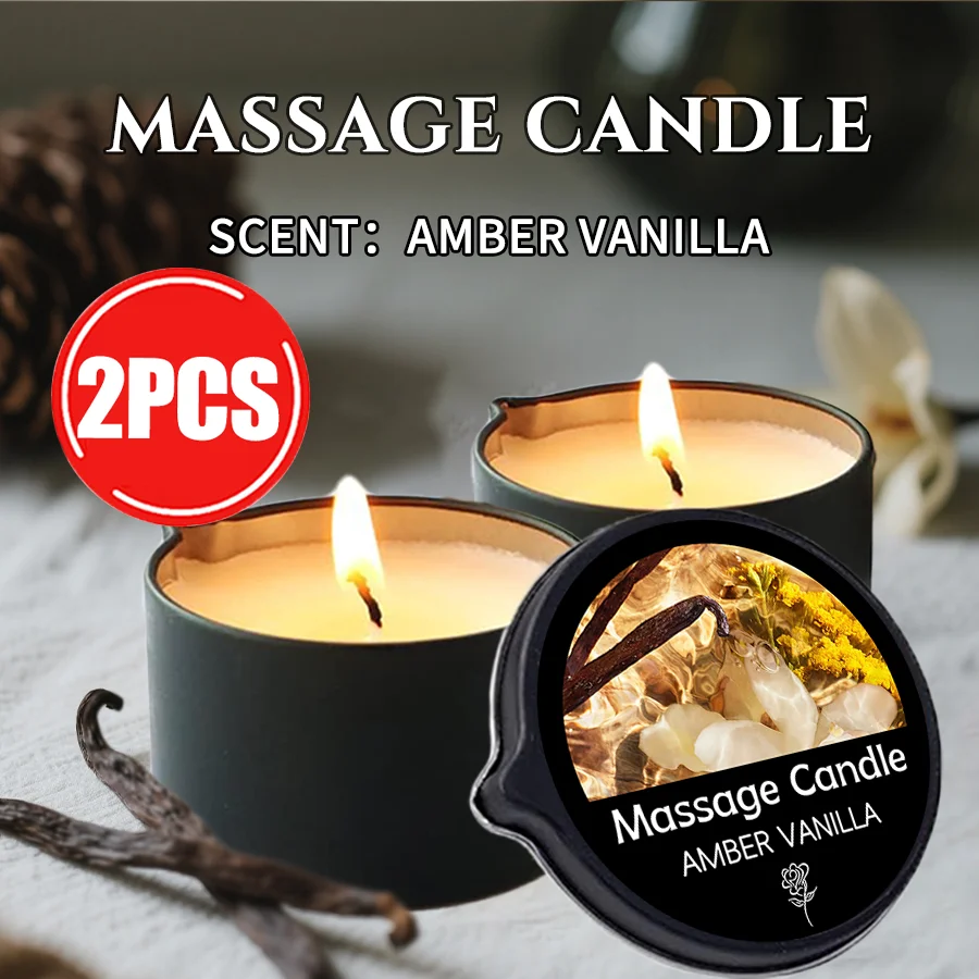 Vela de masaje de vainilla ámbar, velas perfumadas de cera de soja, ideales para crear ambiente relajante y regalos navideños, regalos para mujeres