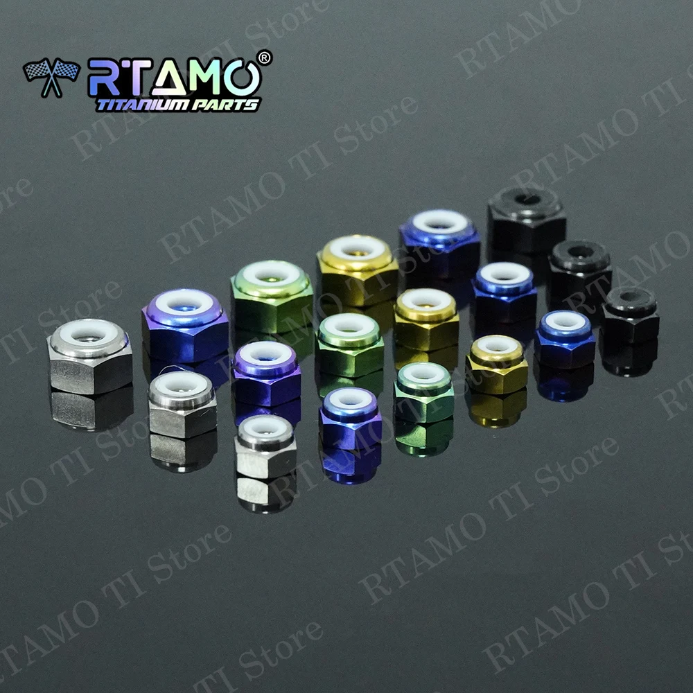 RTAMO Titan-Nylon-Einsatz-Kontermutter M4 M5 M6 Sechskant selbstsichernde Schraubenmutter für Motorrad, Fahrrad, Auto-Modifikation – Detail 2