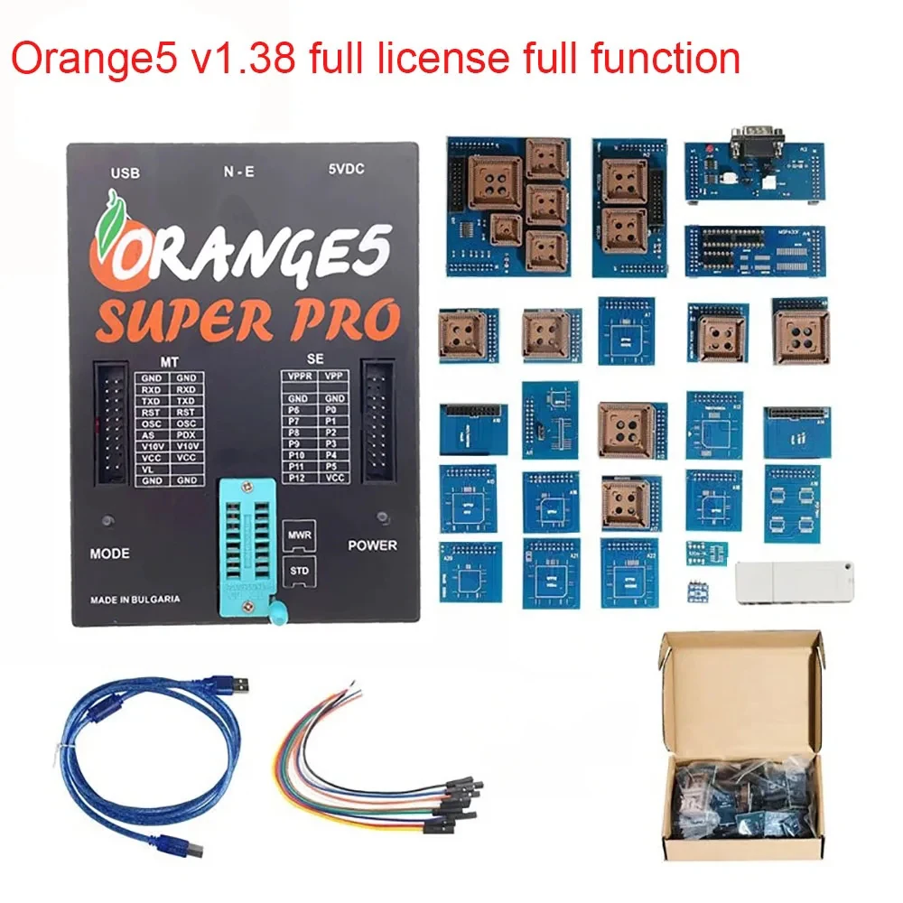 Orange5 V1.38 Super 1.42 Full License Function ECU Programmer Orange 5 Plus  Eeprom Adaptors Adapter Key Prog SRS Reset IMMO