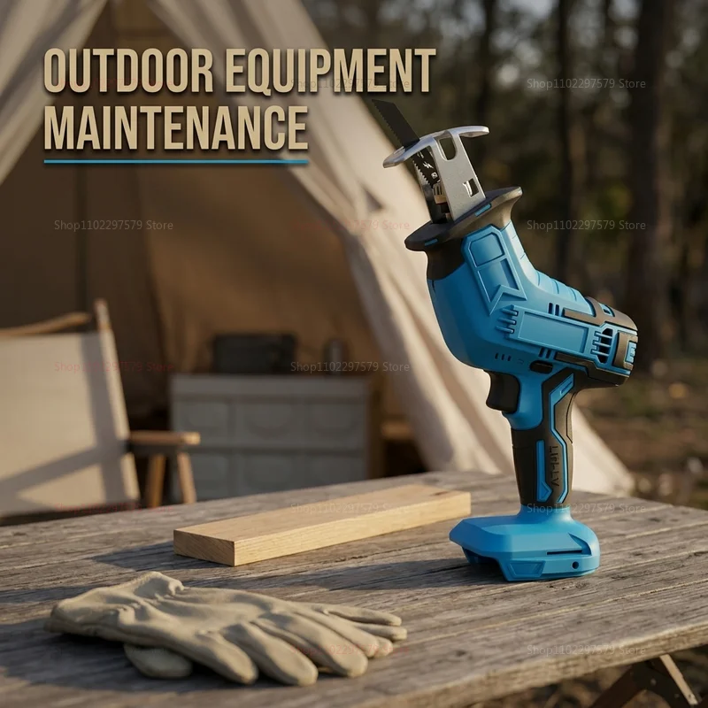 Cordless Electric Reciprocating Saw Handheld Power Tool for Wood Metal Pipe Cutting DIY Construction Outdoor No Battery Included