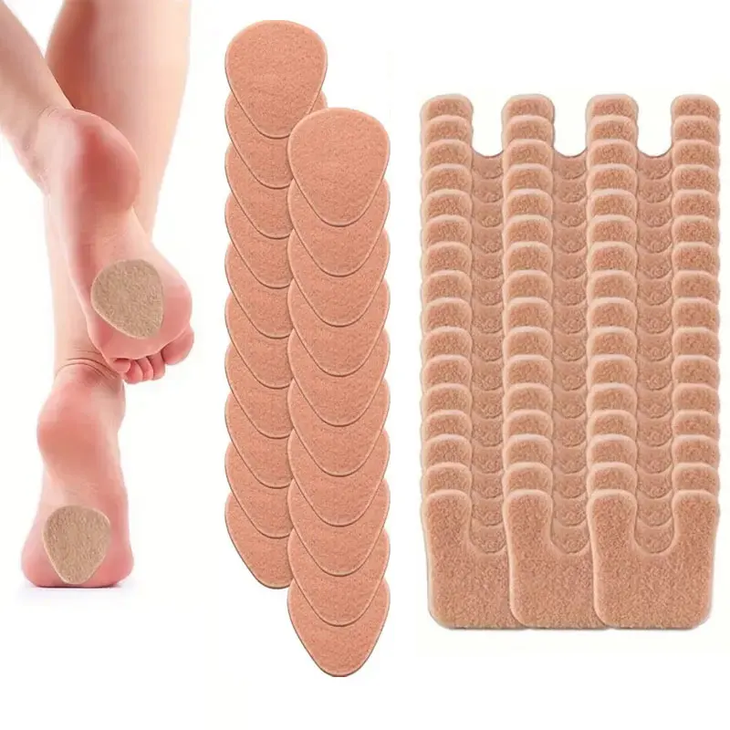12-48PCS Brown Felt Corn Patch Pad Felt Foot Sole Anti-wear Shock Absorption Pad Sweat-Absorbent Self-Adhesive Foot Callus Pad