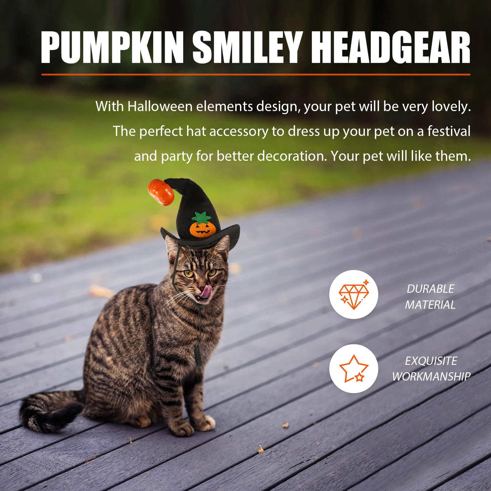 

Halloween Pumpkin Pattern Pet Hat Durable Adjustable Strap Cat Dog Halloween Party Cosplay Hat Comfortable Breathable