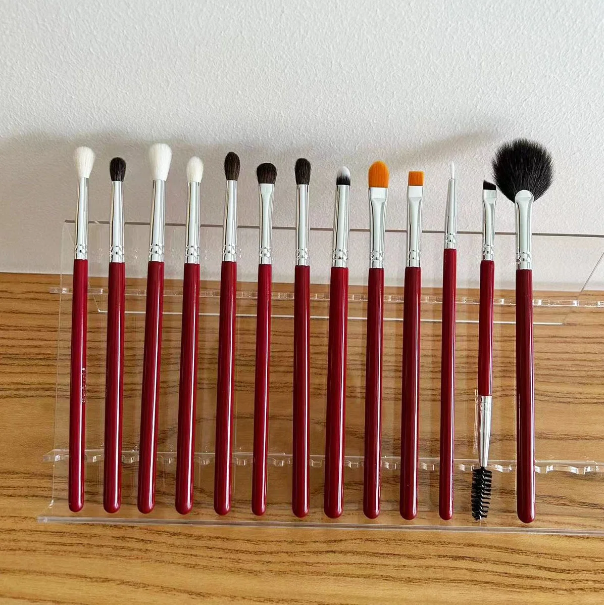 13pcs Purple Red Wooden Handle Makeup Brushes Set Foundation Nylon Makeup Tool Kit Eye Powder Paint Granule Eye Brush