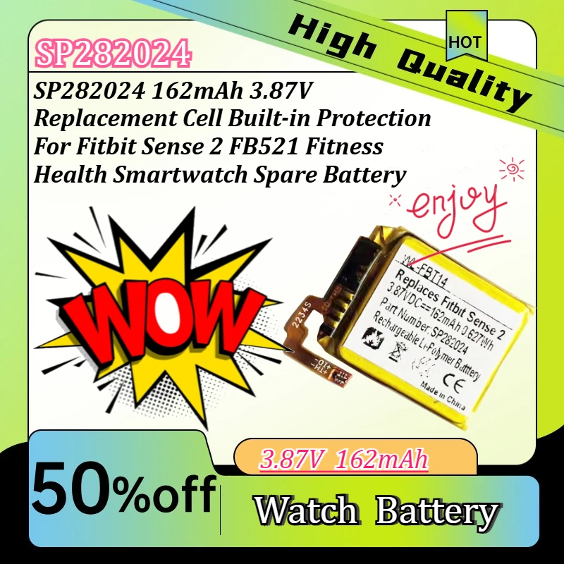 SP282024 162mAh 3.87V Replacement Cell Built-in Protection For Fitbit Sense 2 FB521 Fitness Health Smartwatch Spare Battery