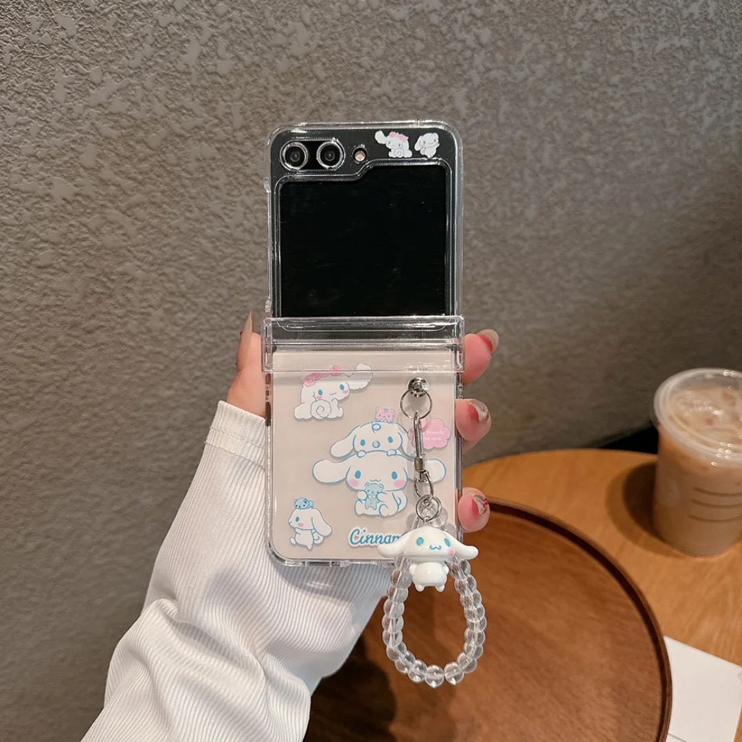 حافظة لهاتف سامسونج جالاكسي Z Flip 7 FE 6 5 حافظة لهاتف آيفون كورومي ماي ميلودي كاواي لهاتف سامسونج جالاكسي Z Flip 7 FE 6 5 غطاء خلفي صلب شفاف من البولي يوريثان