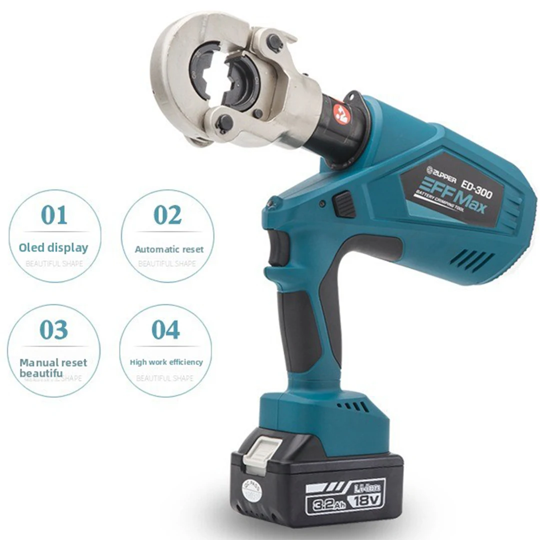ED-300 18V Lithium Battery Powered Cordless Hydraulic Compression Tool Cable Lug Crimper For Power Distribution Projects