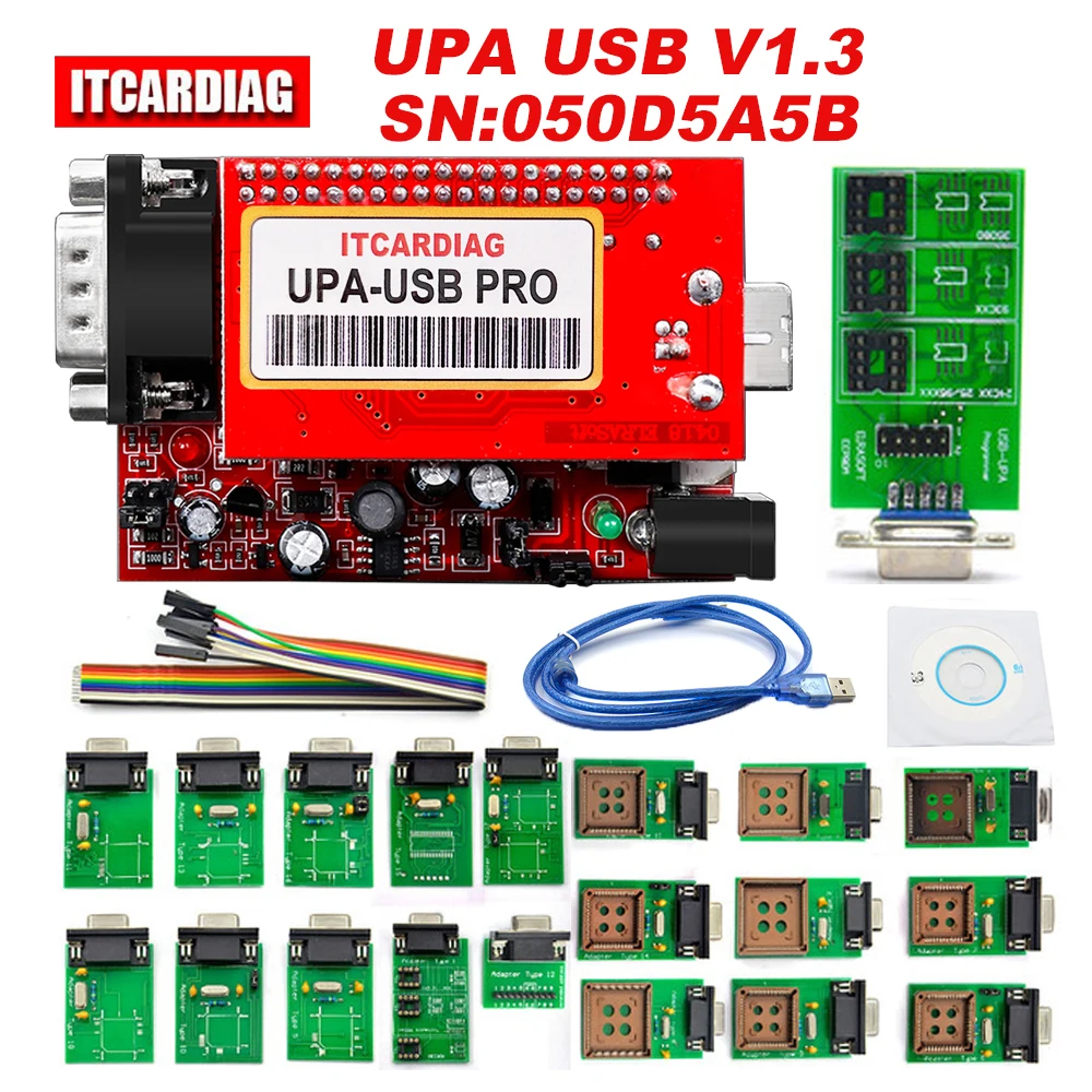 UPA USB PRO V1.3 SN:050D5A5B ECU Chip Tunning with 350MB Full Script Upa Usb Programmer 2023 Full Eeprom Adapter Supported Win10