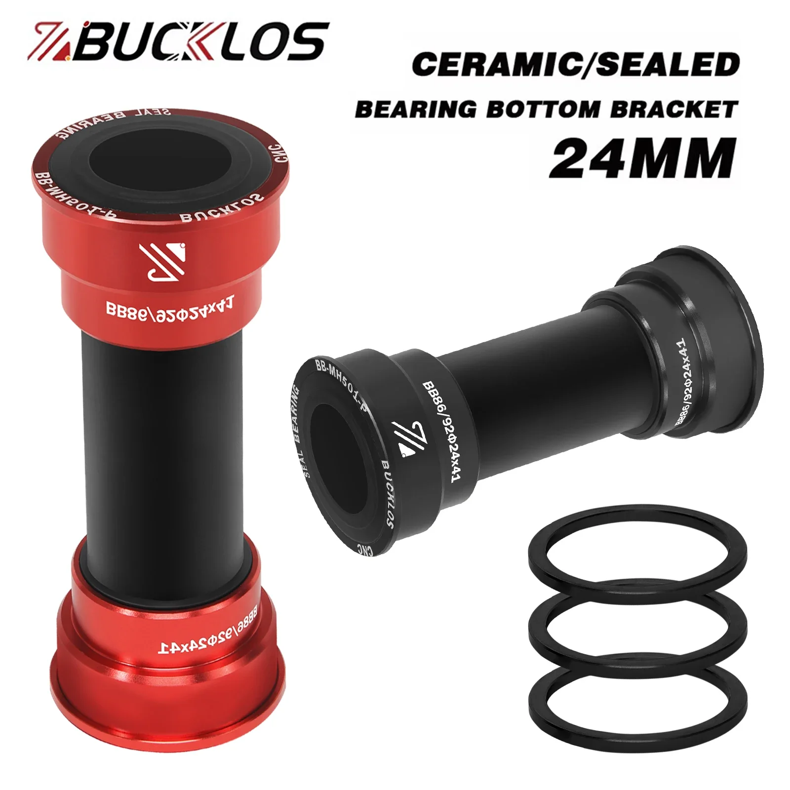 BUCKLOS BB86 92 Bottom Bracket Mtb Road Bicycle Pressfit Thread BB 24mm Bicycle BB Sealed Ceramic Bearing Bike Bottom Bracket