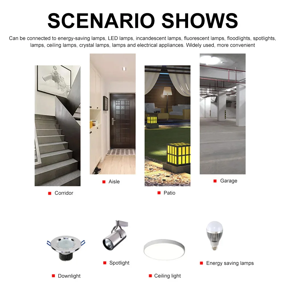 220V 5.8GHz LED Microwave Radar Sensor Human Body Motion Induction Sensor 200W Light Switch fr Downlight/Spotlight/Ceiling Light