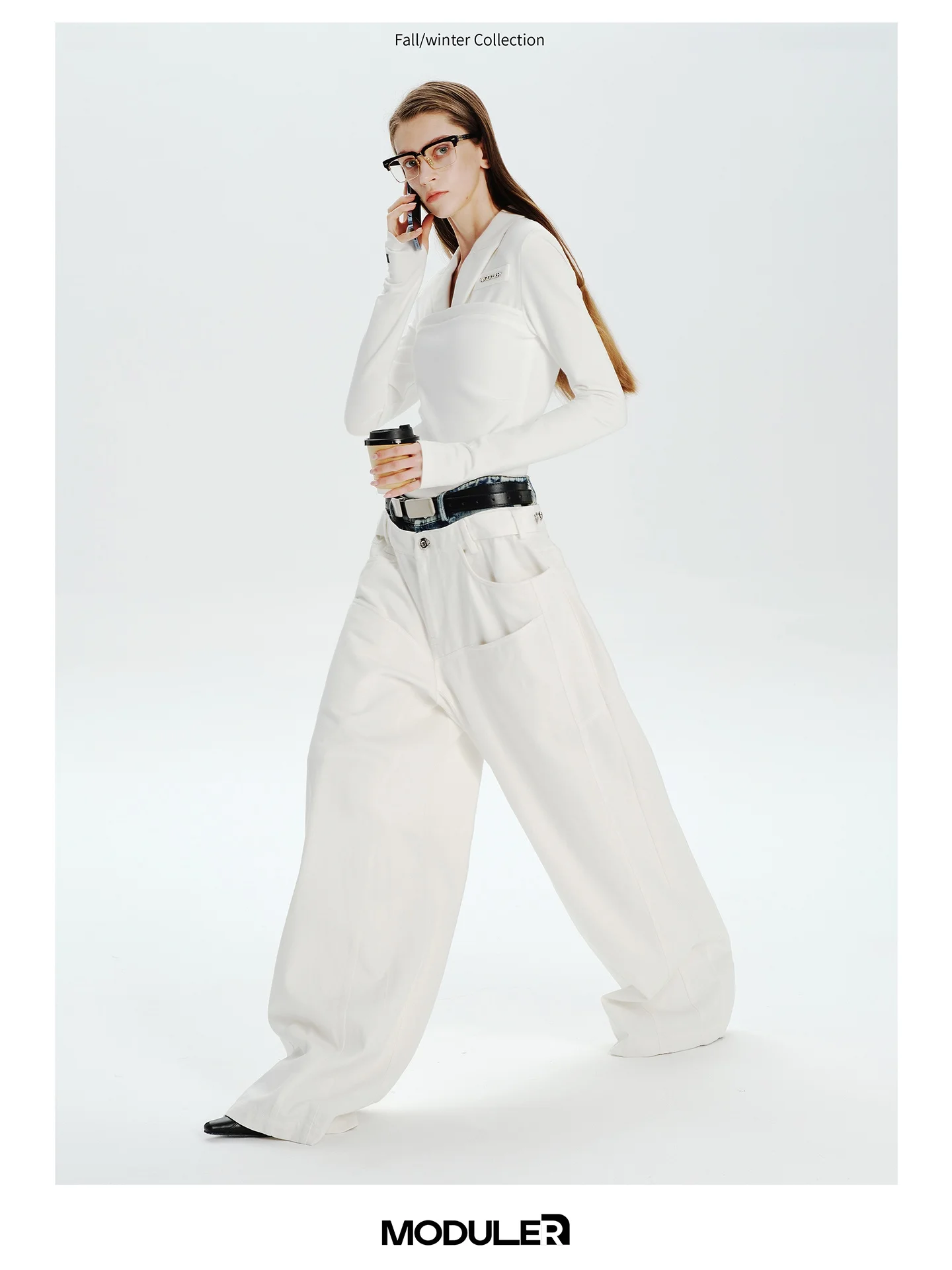 

Белые повседневные свободные женские джинсы с модульной талией, в стиле пэчворк, из плотного хлопка, универсальные, модные, длинные брюки