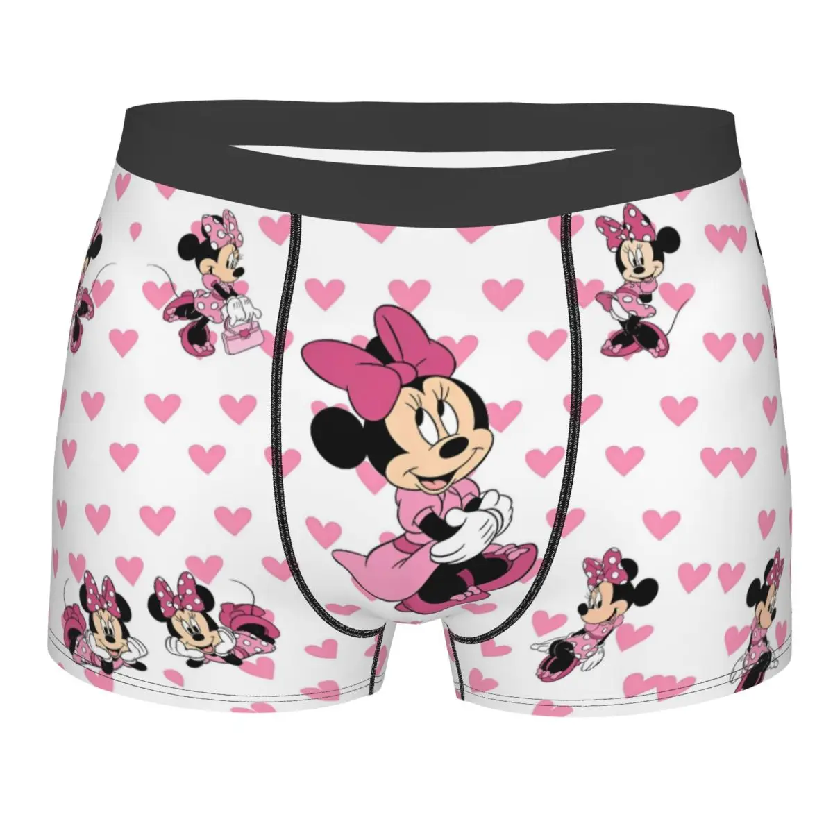 Cartoon Cute Minnie Mickey Mouse Men Long Underwear Pink Boxer Briefs Shorts Panties Sexy Breathable Underpants for Male