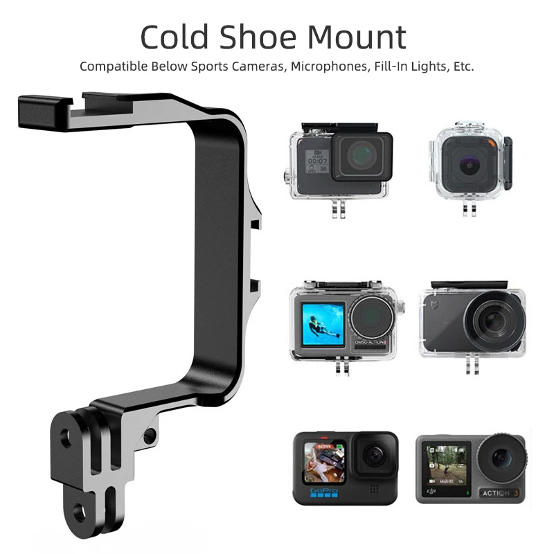 Aluminum Alloy Cold Shoe Bracket For Gopro Hero 13 12 11 For DJI Action 3 4 5 XiaoMi Yi EKEN Sjcam Camera Adapter Accessories