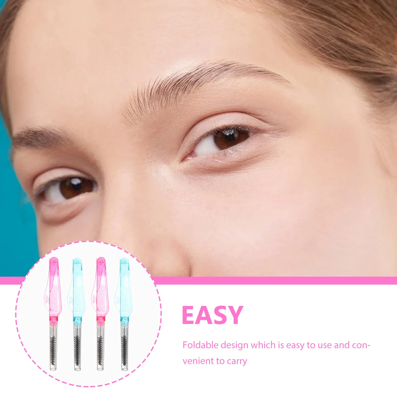 

4Pcs Eyelash Brush Comb Set 2in1 Meticulously Groomed Look Foldable Portable Mini Makeup Tool Random Lash Brush Comb