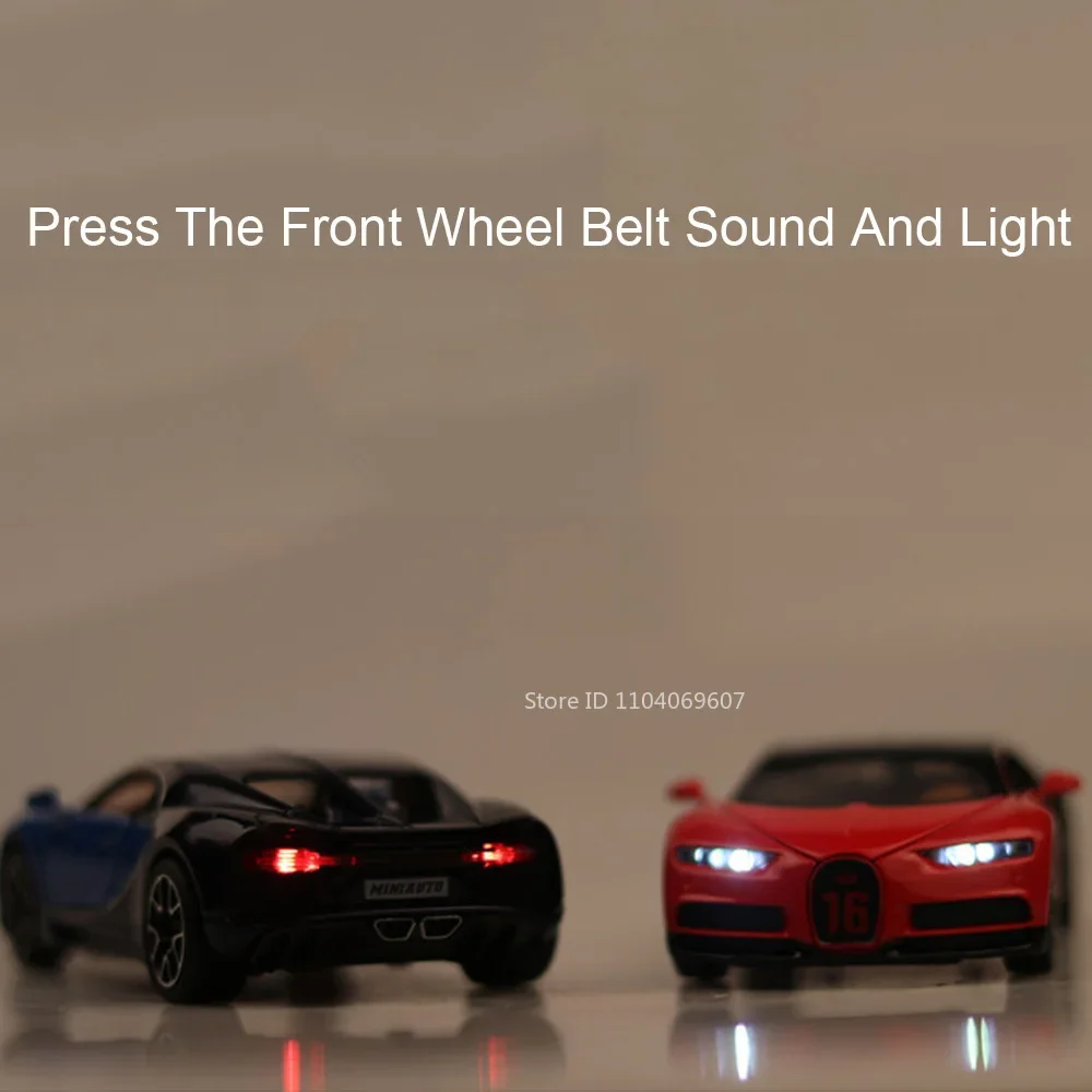 1:32 Chiron Sportwagen Modell Spielzeug Legierung Diecast Supercar Zurückziehen Türen Geöffnet Sound Licht Rennfahrzeug Modelle für Kinder Geschenke