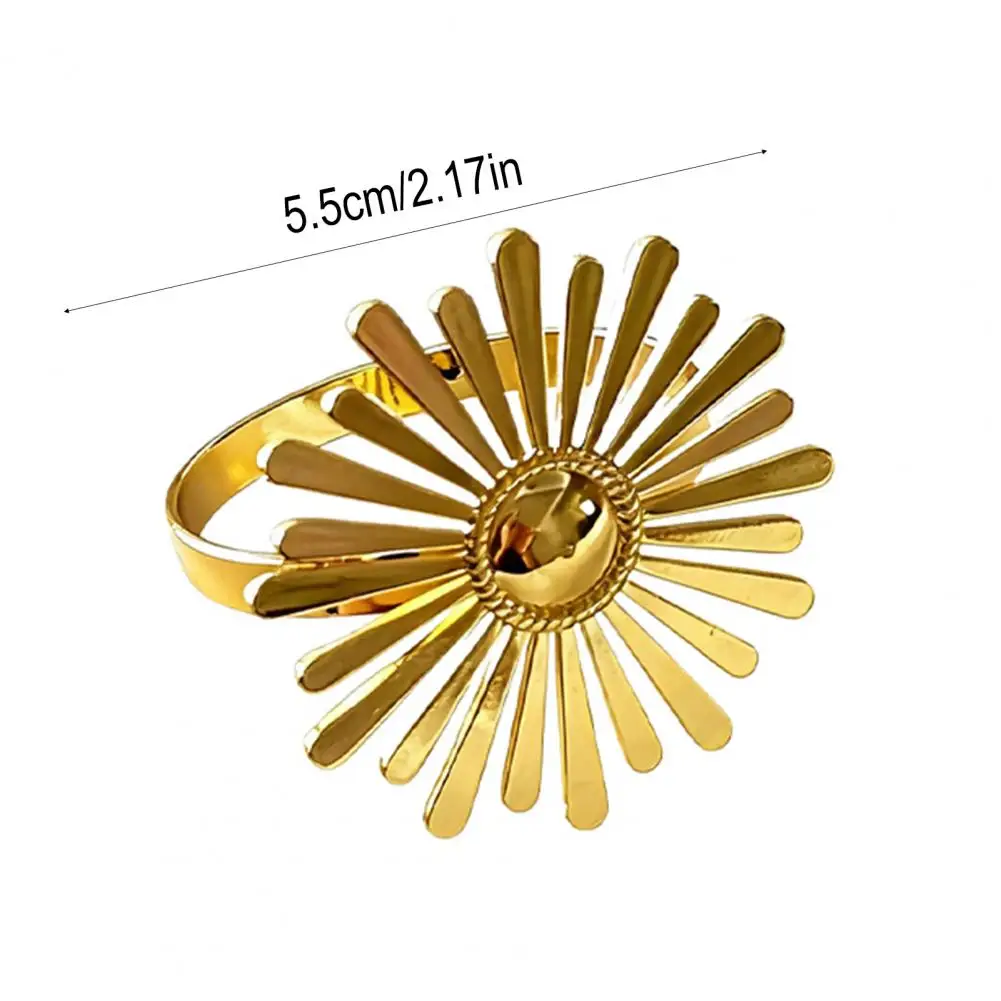 Napkin Ring Set Exquisite Napkin Accessories 6pcs Sunflower Napkin Rings Set Metal Sunflower Table Decor Decorative for Wedding