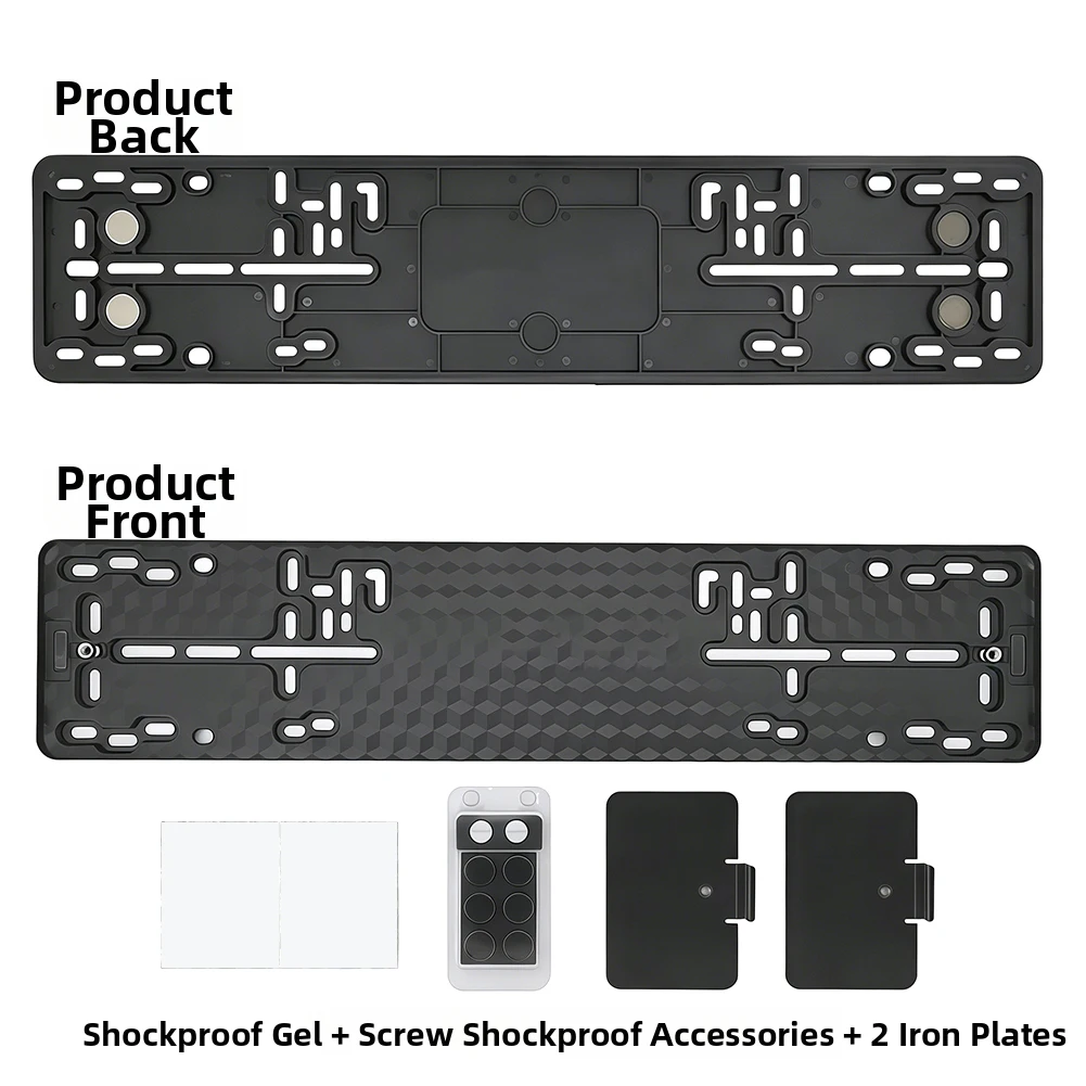 No Drill Plate Adapter European License Plate Holder Injected Molded Plastic Multiple Hole Patterns Standard EEC Fitment