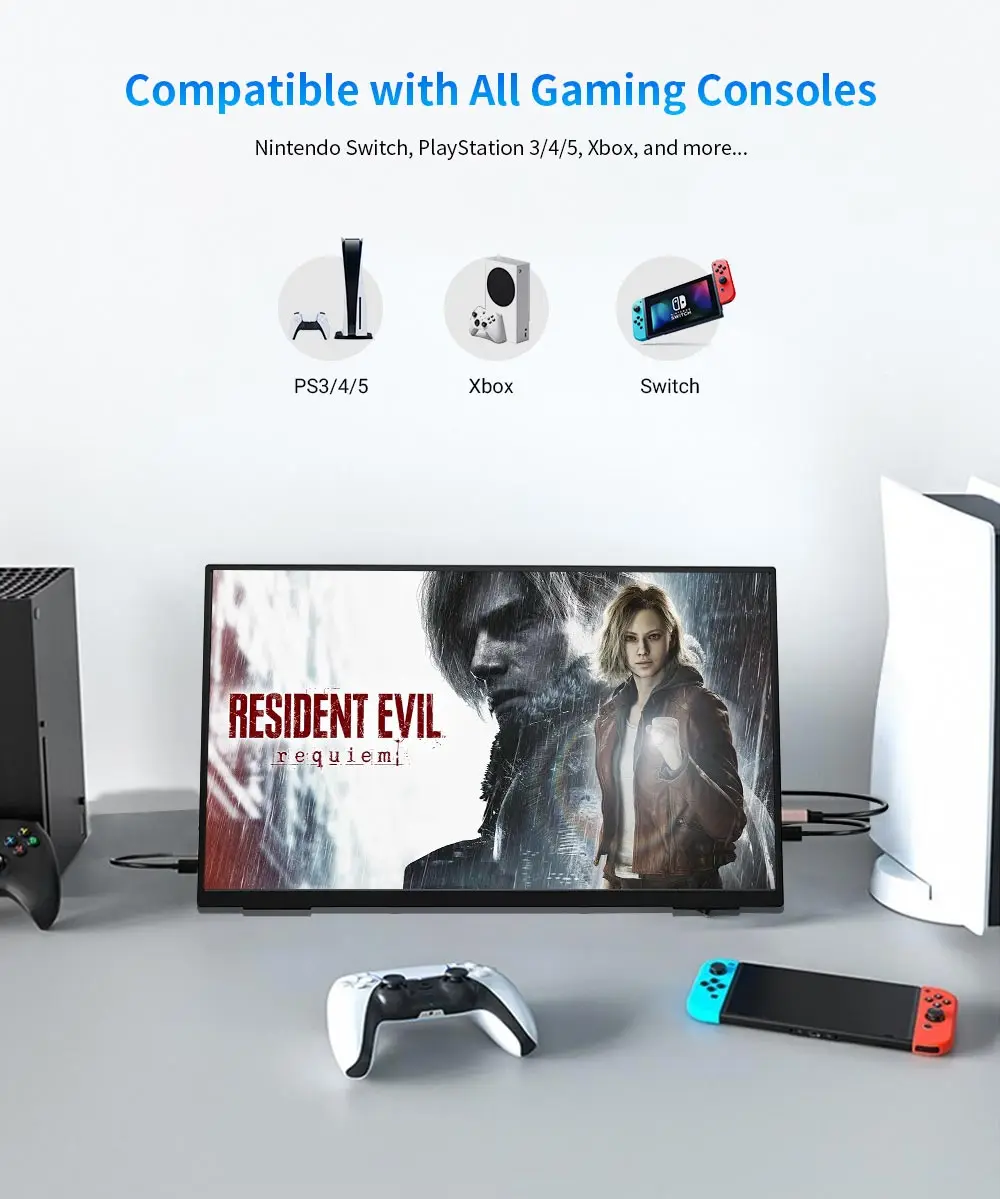 SOYO SY15FN60 Tragbarer Monitor, 15,6-Zoll 1080P 60Hz FHD LCD-Display, 72% sRGB 300cd/m² externer Bildschirm für Laptop, Xbox, PS5, Switch, TV-Box, Handy und PC; Plug-and-Play-Reise-Erweiterungsmonitor – Detail 7
