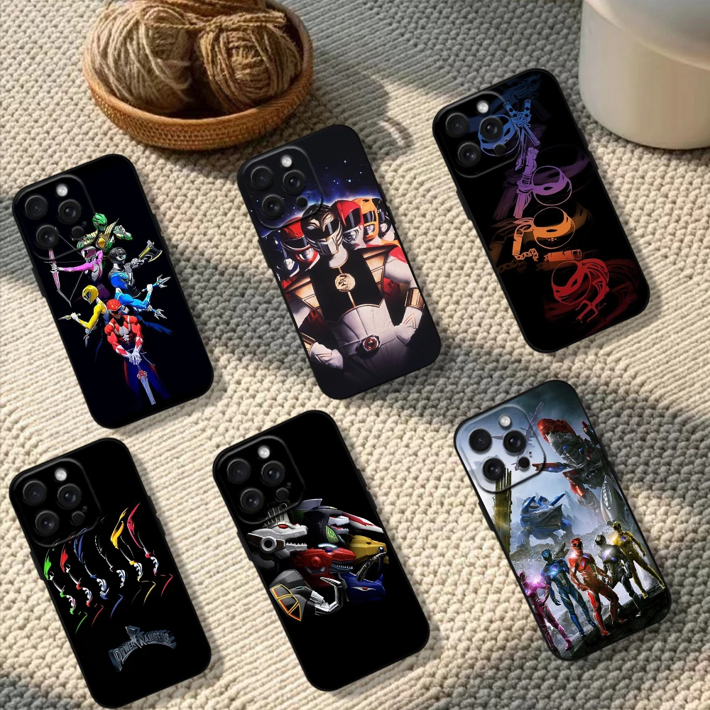 P-PowerS MMPR R-RangerS Phone Case For iPhone 11 12 13 14 15 16 Pro Max Plus Black Silicone Soft Case