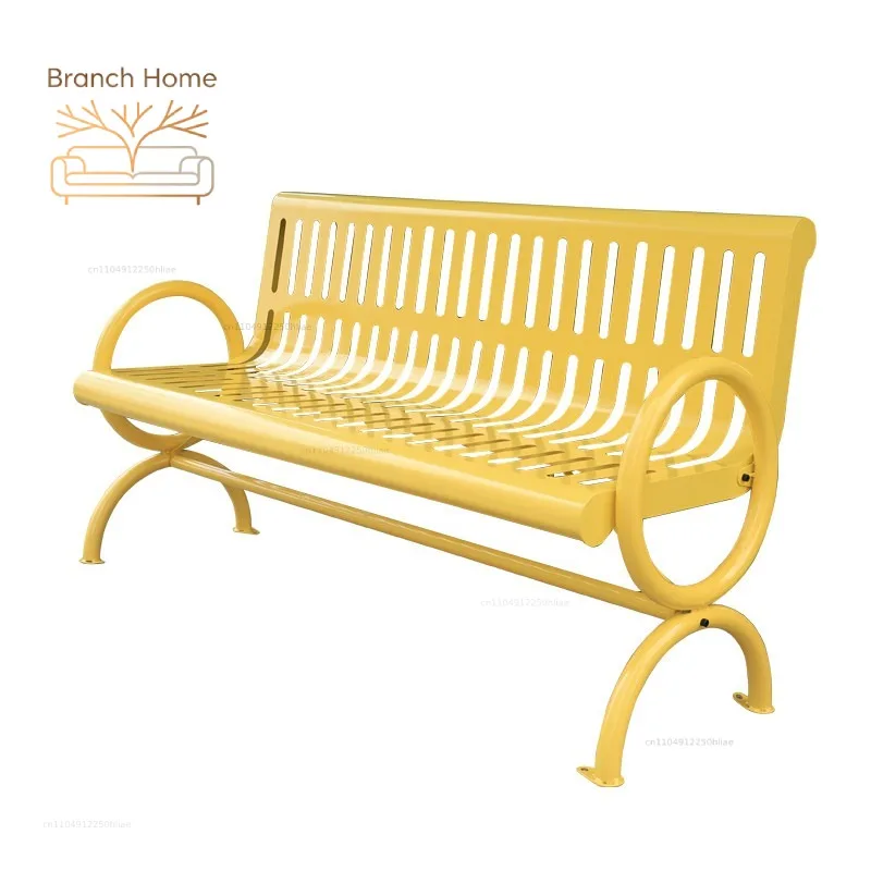 Outdoor all-steel park chair, courtyard double bench, square leisure bench, cast iron cast aluminum seat, trendy