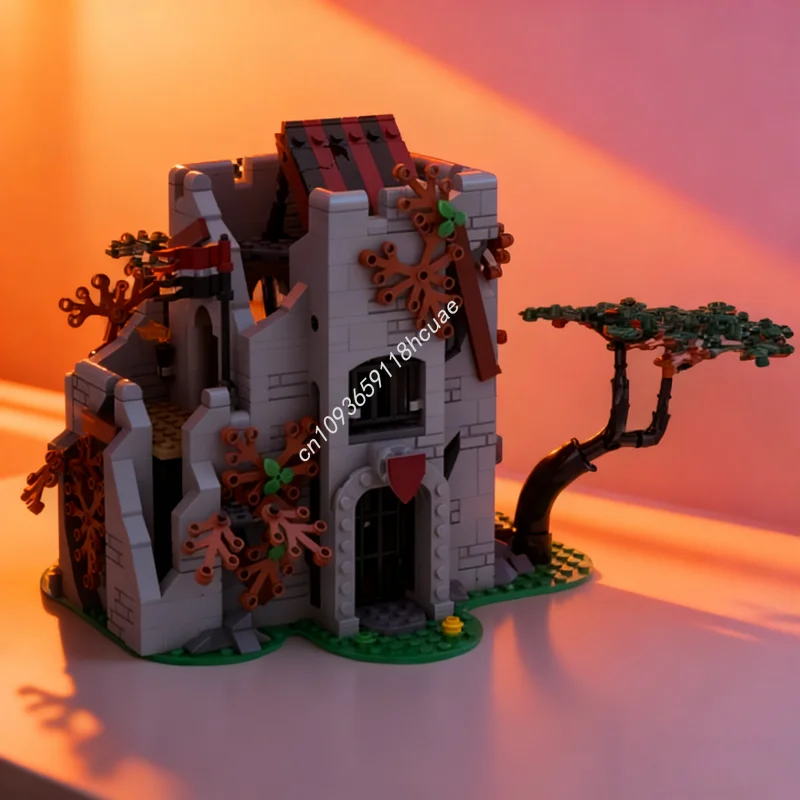 

809 шт. MOC брошенная башня, модель замка, строительные блоки, игрушки, конструкция, сборка, рождественские подарки, идея «сделай сам», детский день рождения