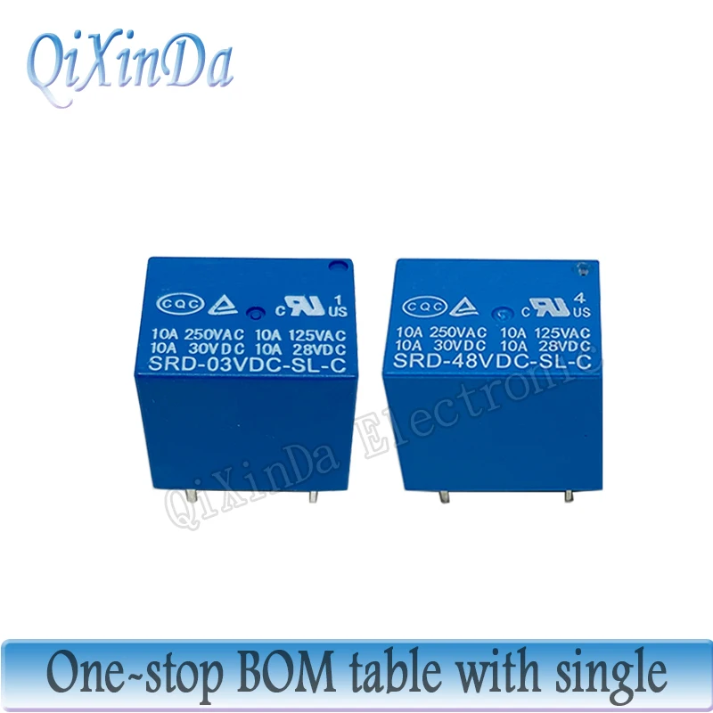 10PCS DC Power Relay 5PIN 3V-48V SRD-5VDC-SL-C SRD-05VDC-SL-C PCB Type SRD- 03 05 06 09 12 24VDC 48VDC-SL-C