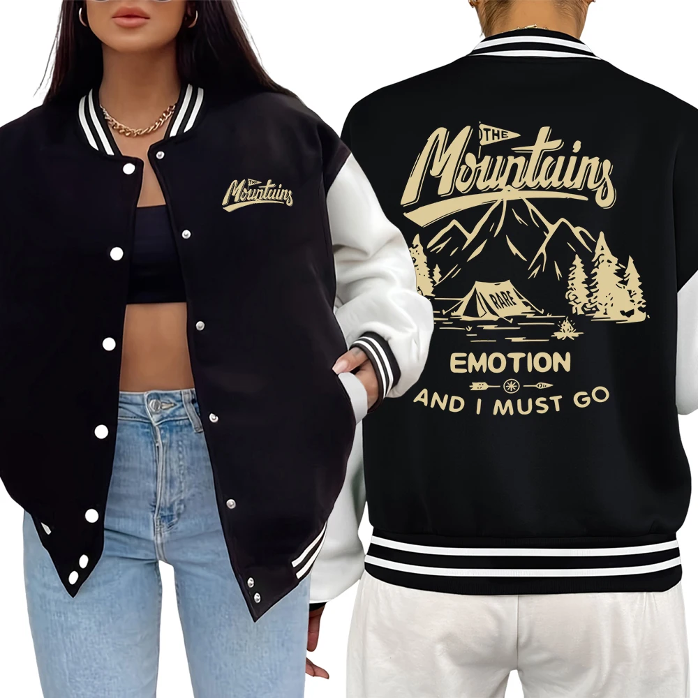 

Mountains Go Camping Emotion Prints Jackets Women Hip Hop Fashion Jacket Casual Y2K Womenswear Vintage Loose Baseball Jersey