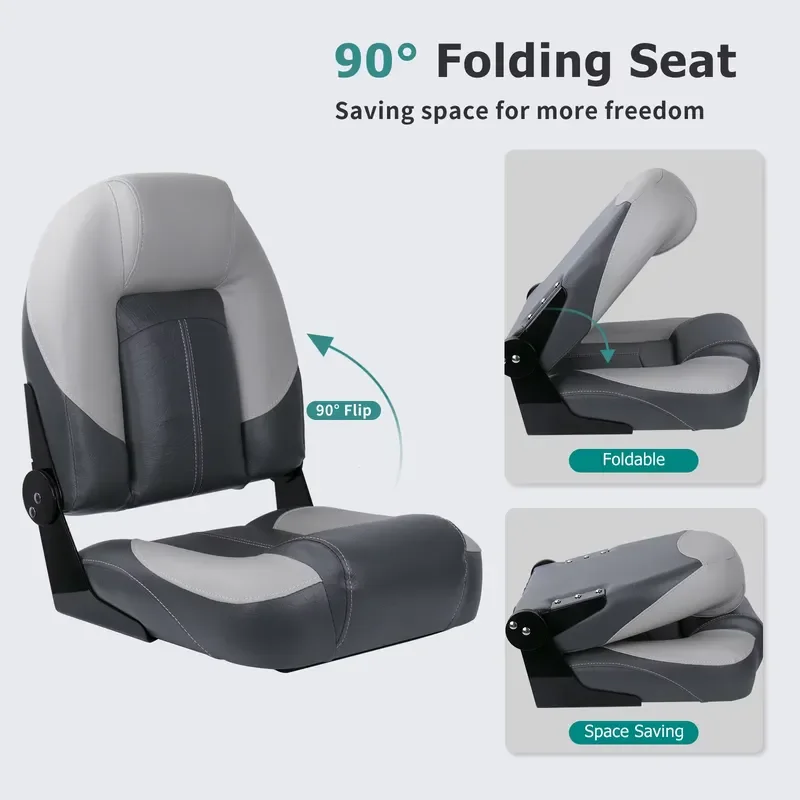 Boat Accessories Marine Folding Chair Speedboat Seat Grey Black Swivel Sailor Fishing Deck Yacht Camping Outdoor Gear