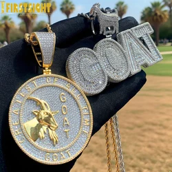 New Iced Out Bling CZ Letter Goat Pendant Necklace Cubic Zirconia Animals Lucky Badge Charm Men Women Hip Hop Jewelry