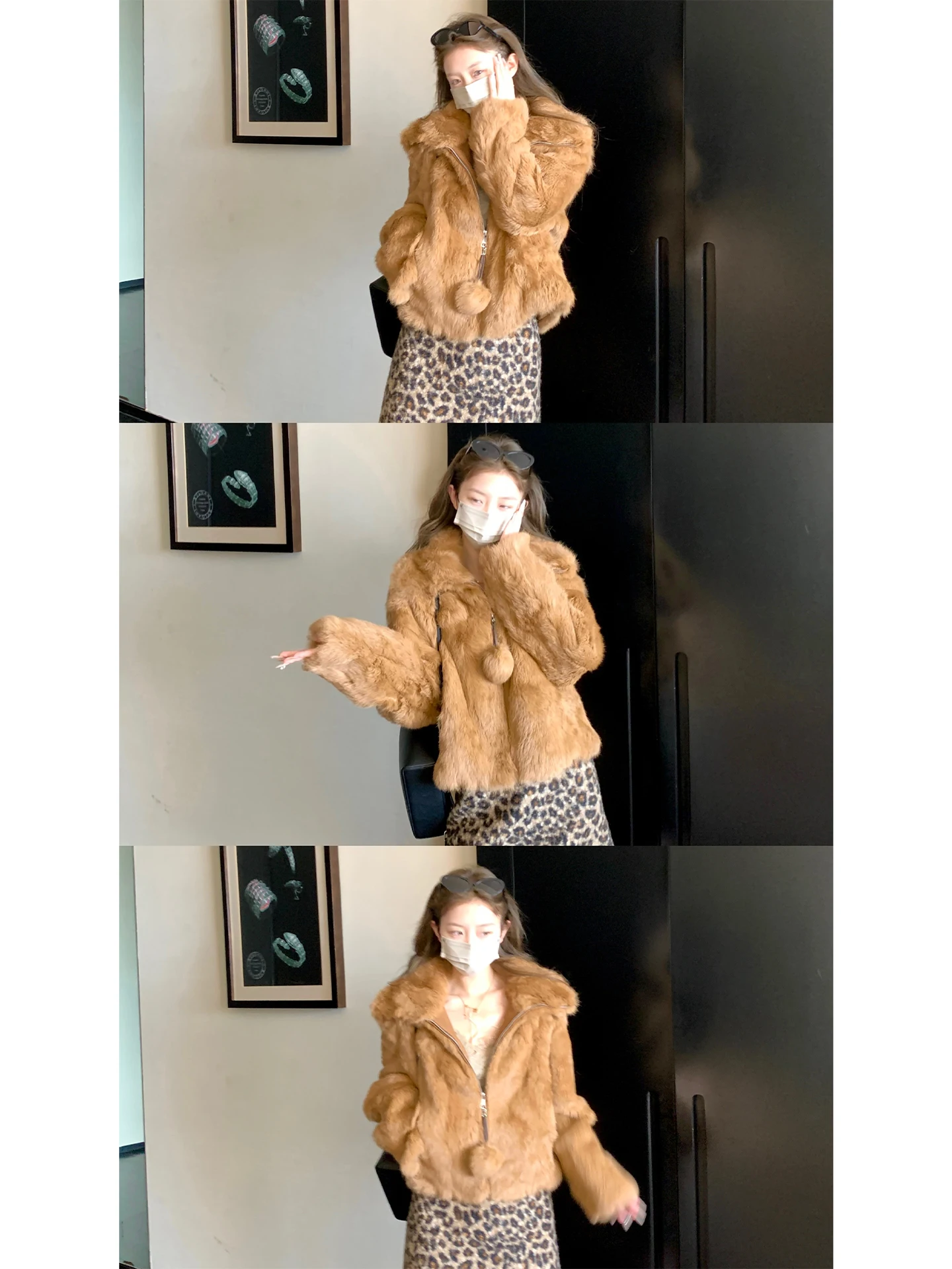 

XXIIUU Золотисто-коричневое мягкое плюшевое женское пальто свободного кроя с длинными рукавами, верхняя одежда из кроличьего меха, новая зимняя коллекция в корейском стиле