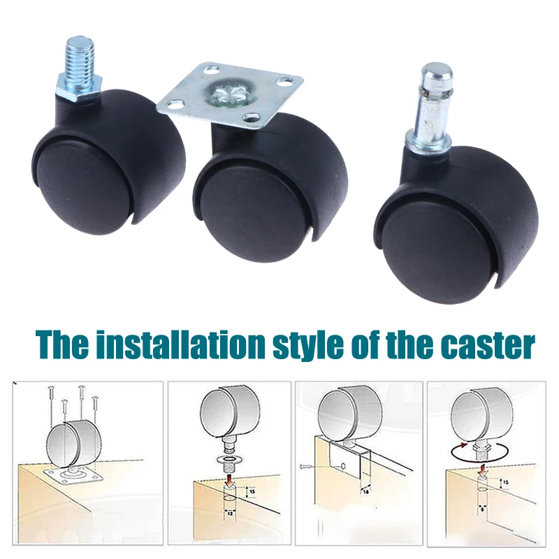 Universal Mute Caster Nylon Plastic Wheel 1 Inch Replacement Furniture Table Drawers Cabinets Swivel Rollers 360 Degree Wheels
