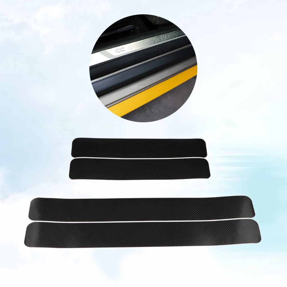 Universal Car Door Sill Protector, Carbon Fiber Sticker, Placa da porta, Scuff Scratch Protection Cover, Auto Styling Acessórios, 4pcs