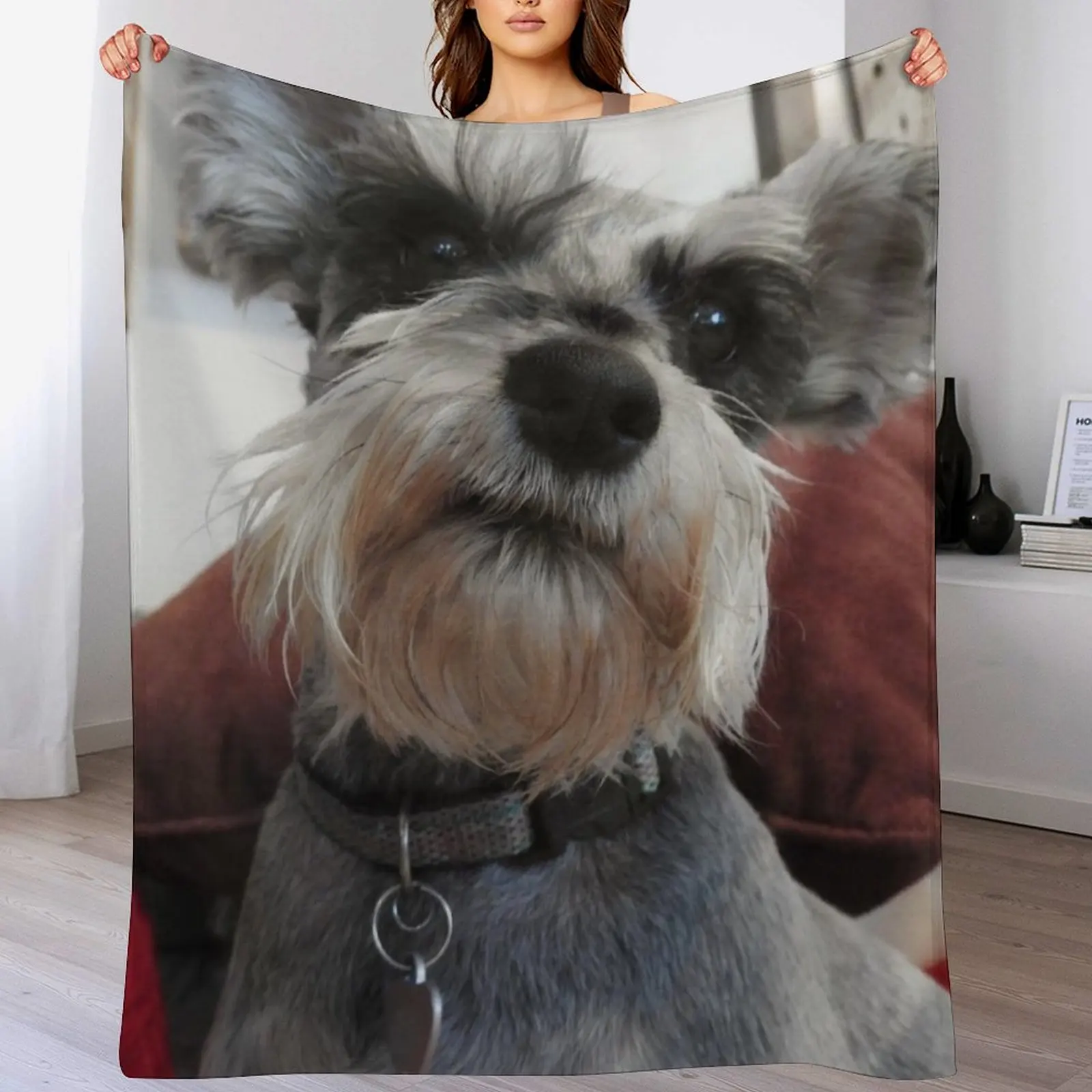 cute christmas Schnauzer Throw Blanket Moving funny gift Soft Plush Plaid Blankets