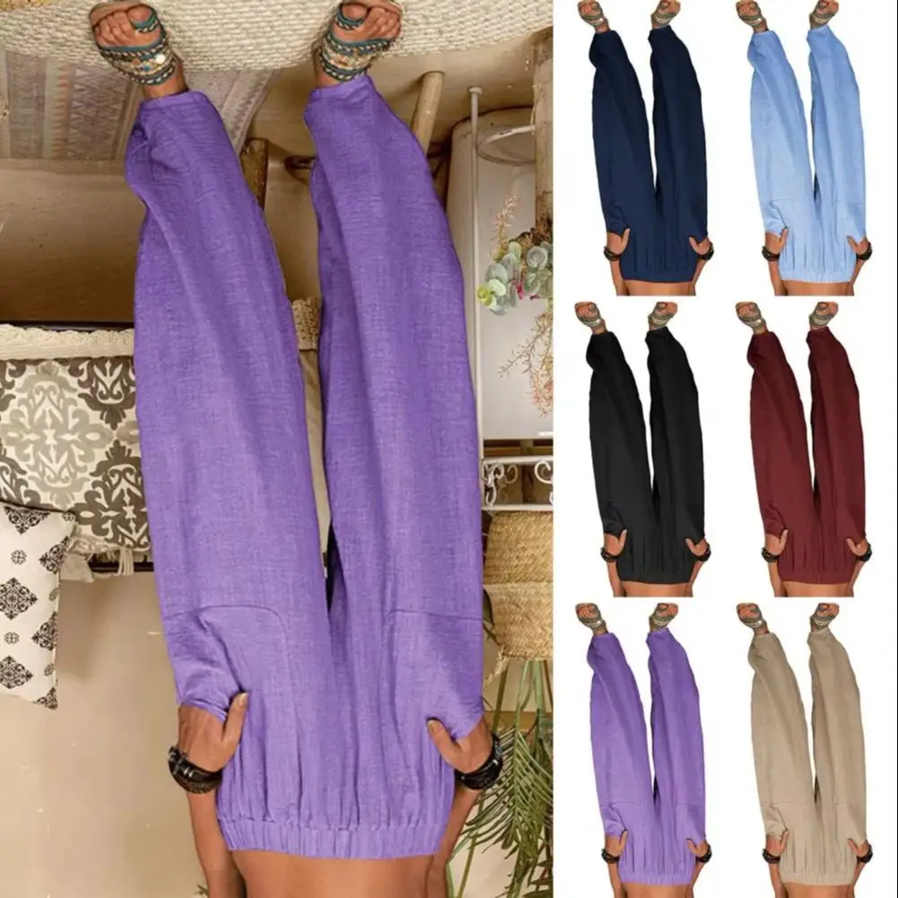 

2026 Women Pants Casual Women Harem Pants Summer Female Cotton Linen Loose Wide Leg Long Pants Homewear Multi-color Bottoms