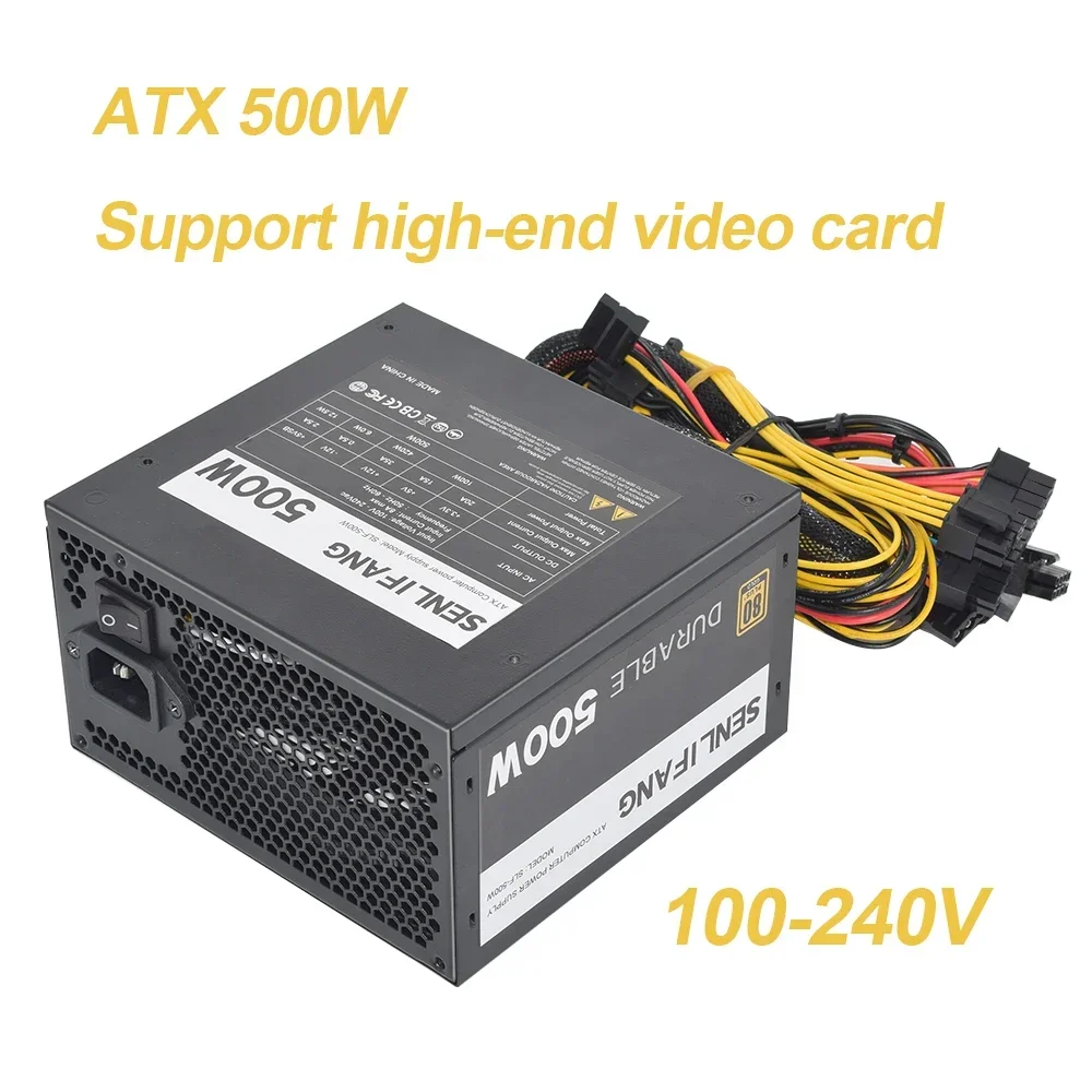 SENLIFANG Atx 500W Pc PSU 80PLUS 110V/220V PFC Black Gaming Quiet Power Supply Maximum Peak 700W CE FCC Certification